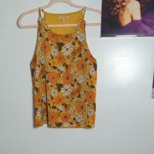 Floral Yellow Top 70's Vibes XL Evolutionary Beand